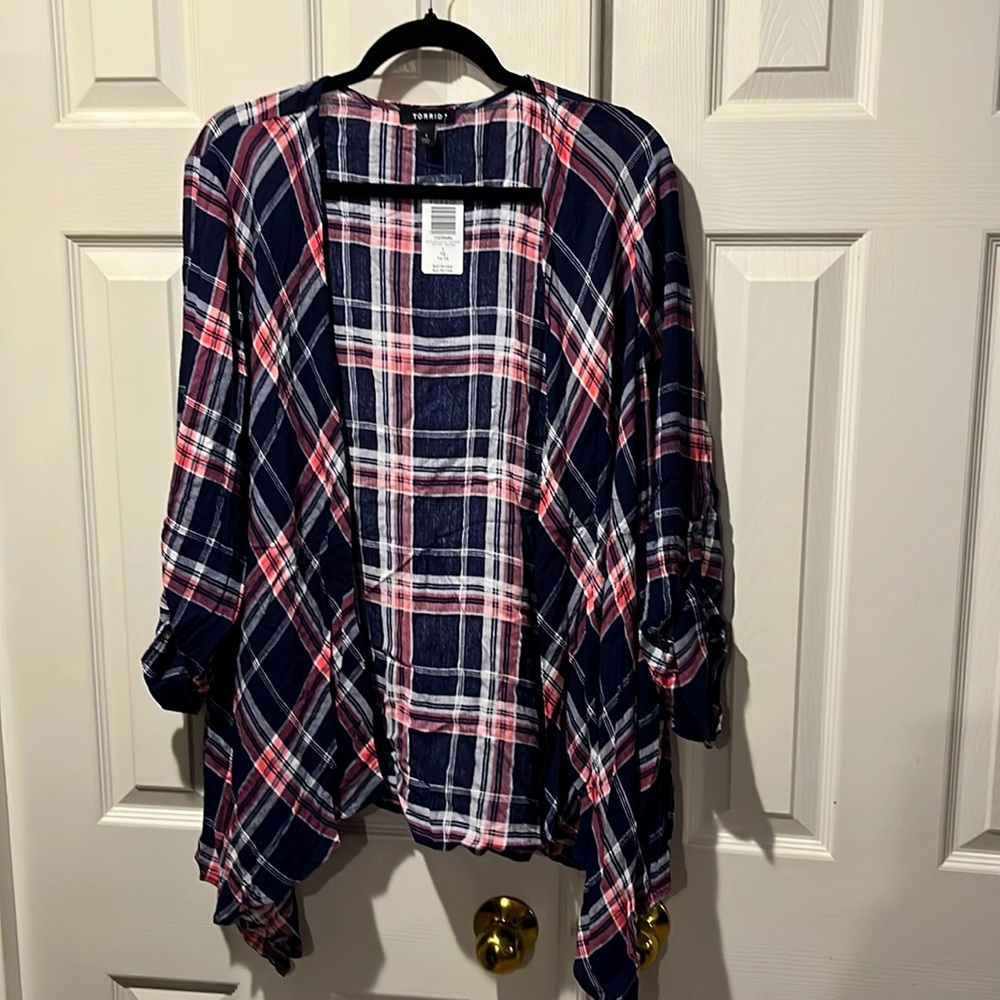 BNWT torrid plaid drape kimono size 1 XL